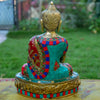 Amoghasiddhi Blessing Buddha Pure Bronze Statue with Coral, Turquoise and Lapis Stone Inlaid