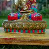 Amoghasiddhi Blessing Buddha Pure Bronze Statue with Coral, Turquoise and Lapis Stone Inlaid