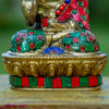 Amoghasiddhi Blessing Buddha Pure Bronze Statue with Coral, Turquoise and Lapis Stone Inlaid