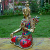 White Whale Tara Buddha Pure Bronze Statue with Coral, Turquoise and Lapis Stone Inlaid