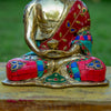 Amitabha Buddha Pure Bronze Statue with Coral, Turquoise and Lapis Stone Inlaid