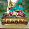 Shakyamuni Buddha Pure Bronze Statue with Coral, Turquoise and Lapis Stone Inlaid