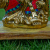 Lauging Buddha Pure Bronze Statue with Coral, Turquoise and Lapis Stone Inlaid