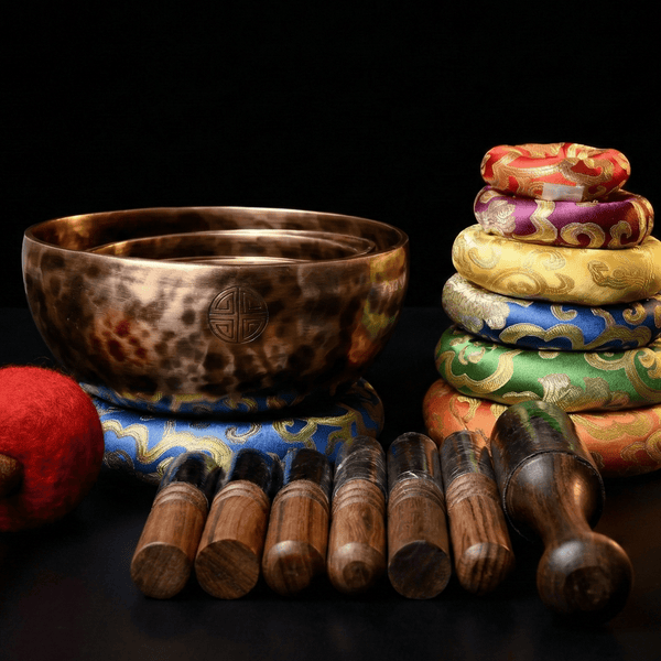 7 Chakra Super Flower Blood Moon Tibetan Singing Bowl Set - Art Of Tibet