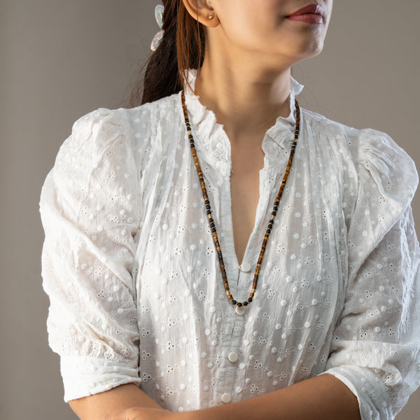 Tiger Eye & Lava Rock Heishi Beads Mala