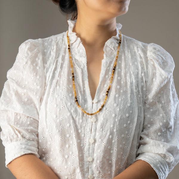 Yellow Onyx & Tiger Eye Heishi Beads Mala