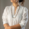 Rhyolite & Black Onyx Heishi Beads Mala