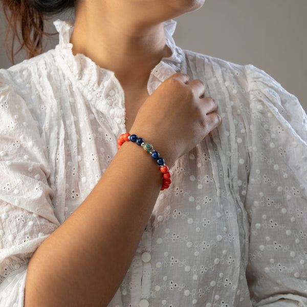 Rhodochrosite & Lapis Lazuli Love Wisdom Bracelet