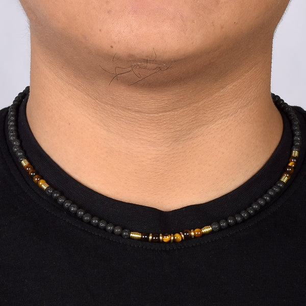 Lava & Tiger Eye Short Mala