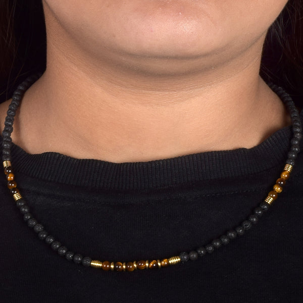 Lava & Tiger Eye Short Mala
