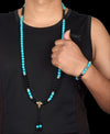 Tibetan Turquoise with Onyx Endless Knot Mala