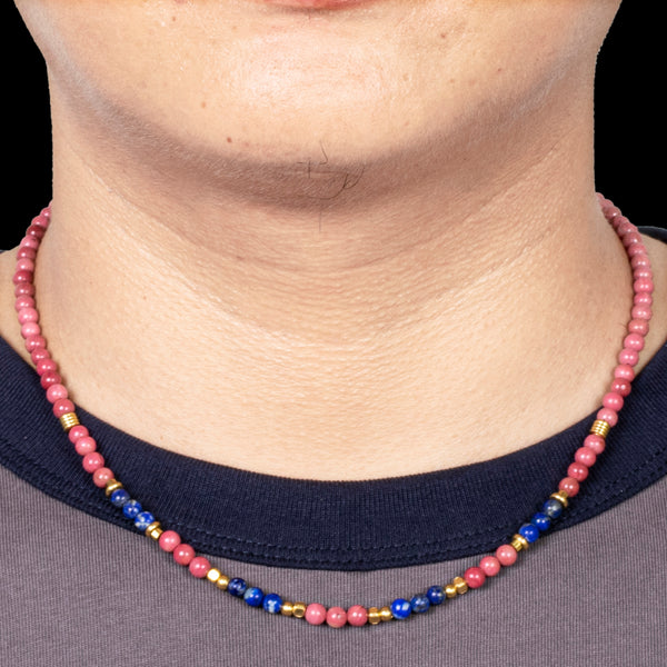 Rhodonite with Lapis Short Mala