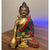 Shakyamuni Buddha Pure Bronze Statue with Coral, Turquoise and Lapis Stone Inlaid