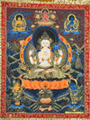 Chenrezig Thangka Painting - Silk Framed
