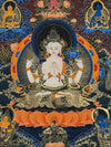 Chenrezig Thangka Painting - Silk Framed