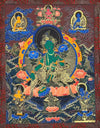 Green Tara Thangka - Silk Framed