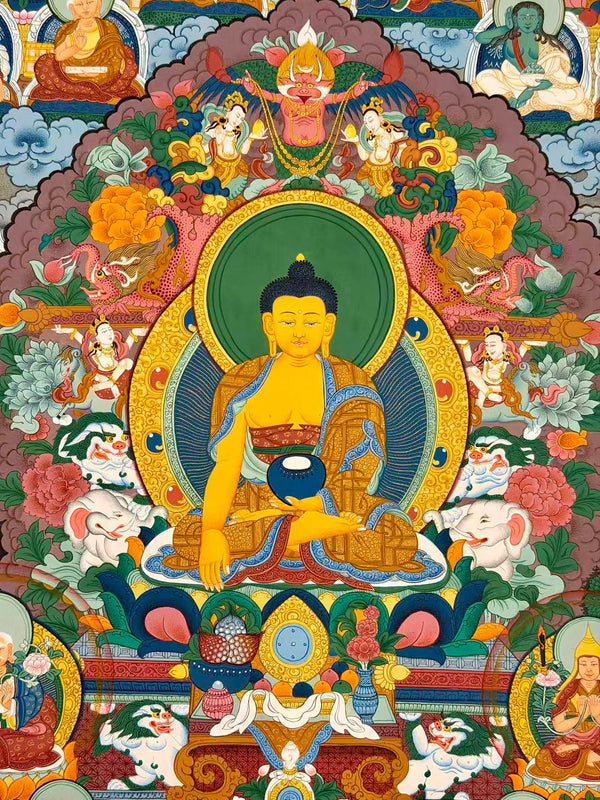 Shakyamuni Buddha and the 17 Great Scholars Thangka