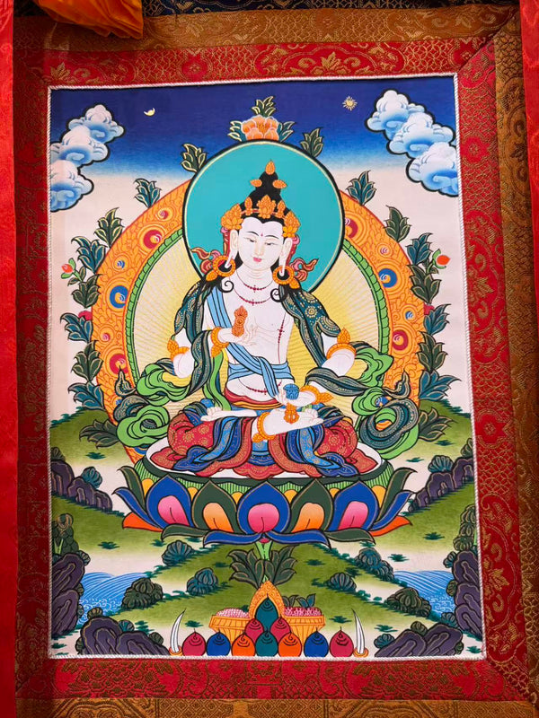 Vajrasattva Thangka - Silk Framed