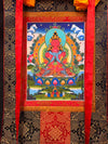 Amitayus Buddha Tibetan Thangka Painting - Silk Framed
