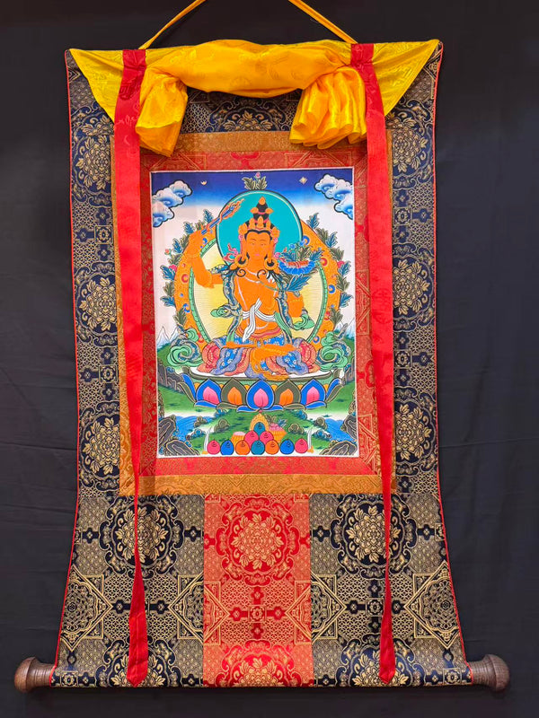 Manjushri Thangka - Silk Framed