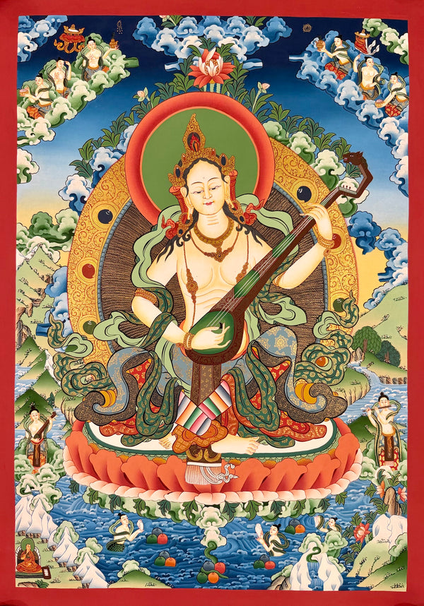Goddess Saraswati Thangka