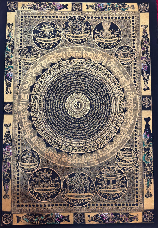 Om Mantra Mandala Large Thangka