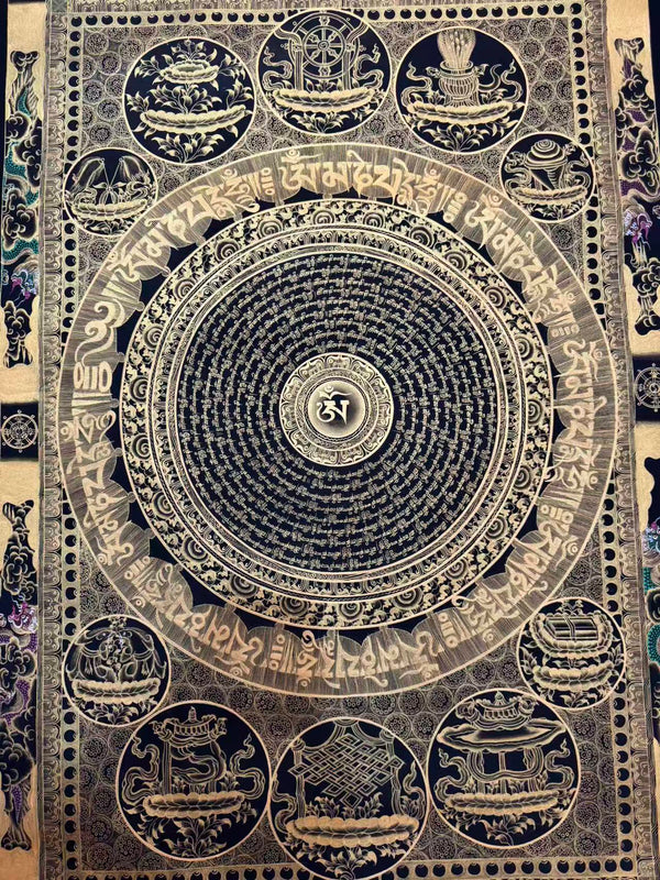 Om Mantra Mandala Large Thangka