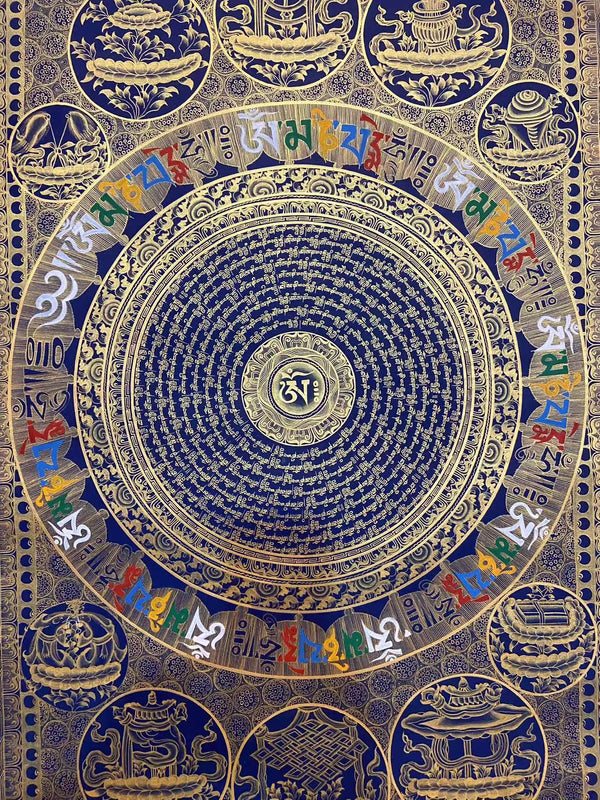 Om Mantra Mandala Large Thangka