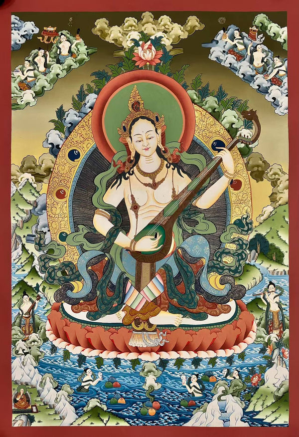 Goddess Saraswati Thangka