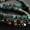 African Turquoise with Hematite & Onyx Short Mala - Art Of Tibet