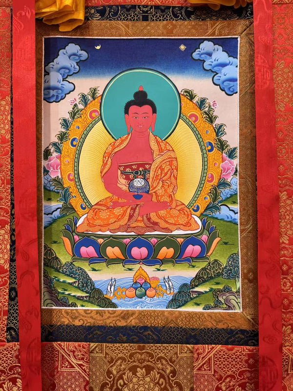 Amitabha Buddha Thangka - Silk Framed - Art Of Tibet