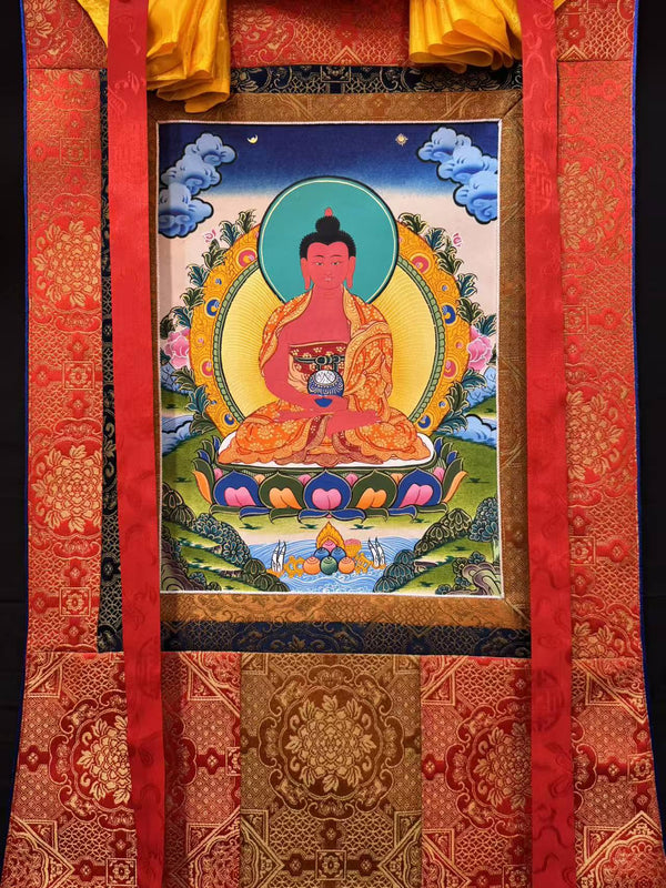 Amitabha Buddha Thangka - Silk Framed - Art Of Tibet