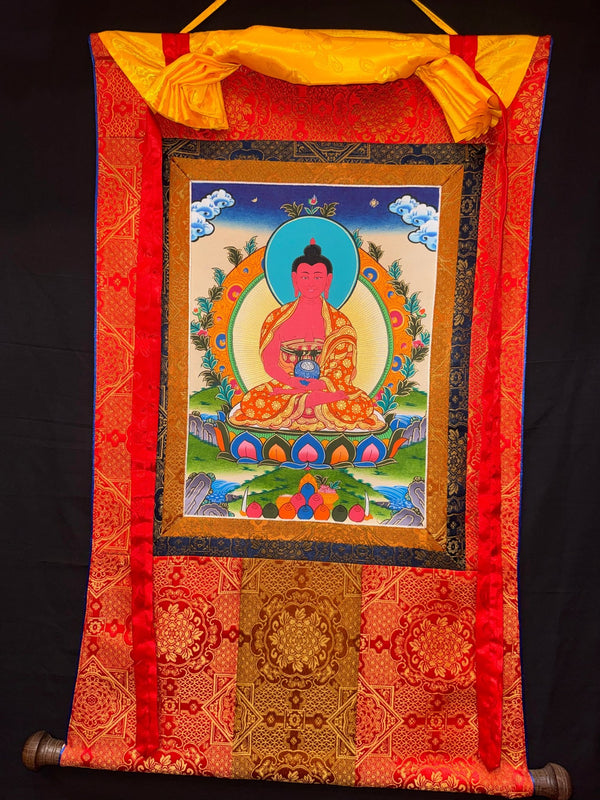Amitabha Buddha Thangka - Silk Framed - Art Of Tibet
