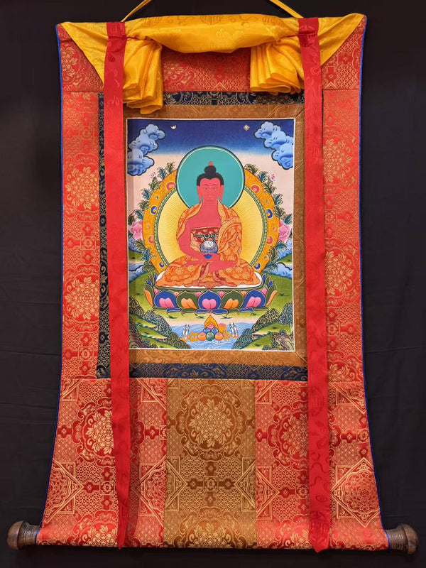 Amitabha Buddha Thangka - Silk Framed - Art Of Tibet