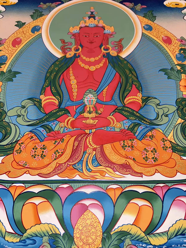 Amitayus Buddha Tibetan Thangka Painting - Art Of Tibet