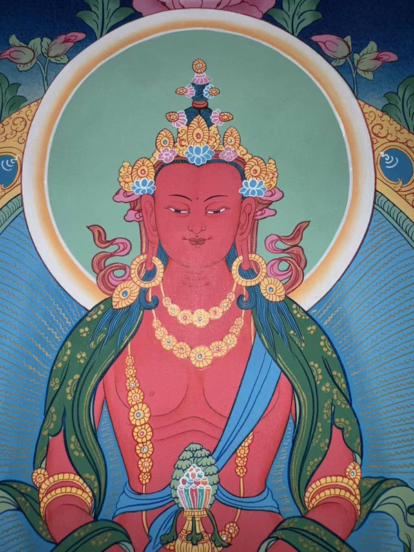 Amitayus Buddha Tibetan Thangka Painting - Art Of Tibet
