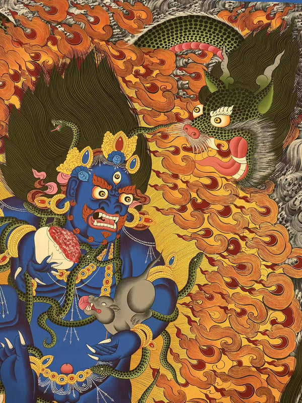 Black Jambala Masterpiece Large Thangka - Art Of Tibet