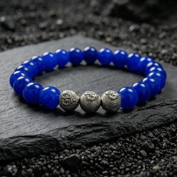 Blue Agate Om Bracelet - Art Of Tibet
