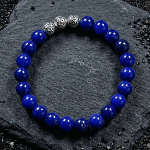 Blue Agate Om Bracelet - Art Of Tibet