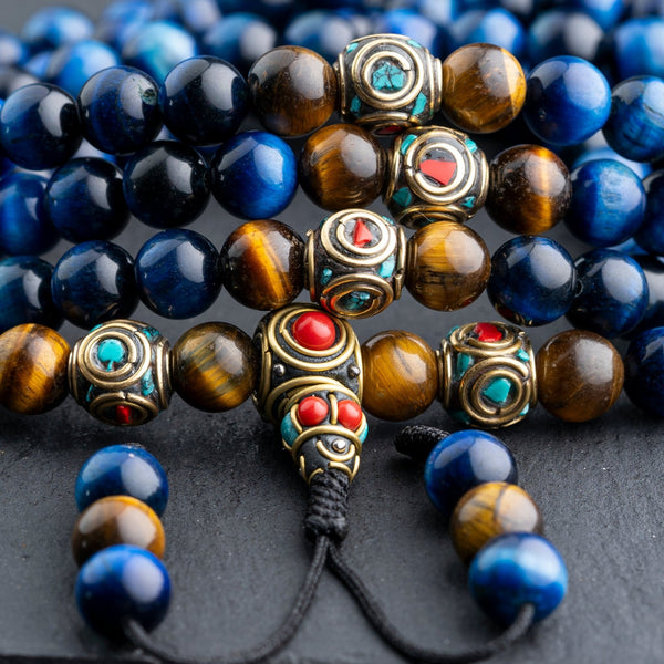 Blue Tiger Eye Mala - Art Of Tibet