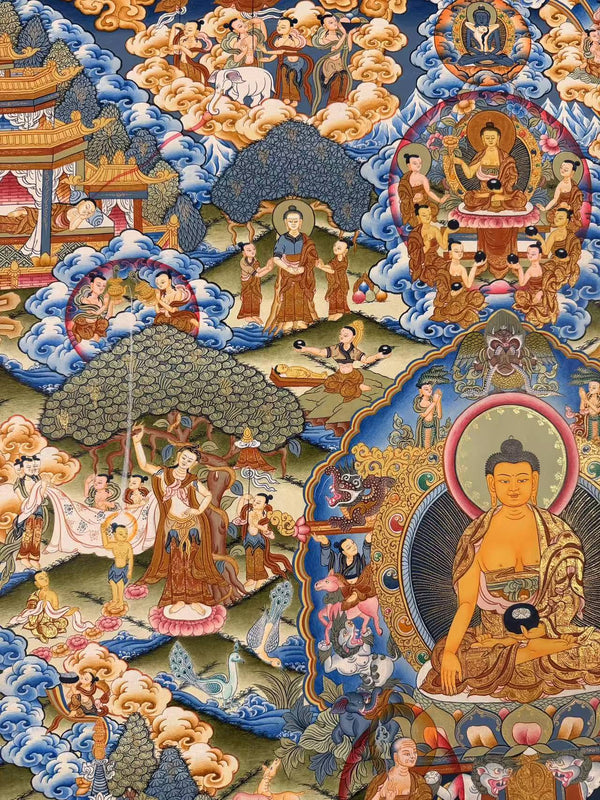Buddha Life Story Large Thangka - Art Of Tibet