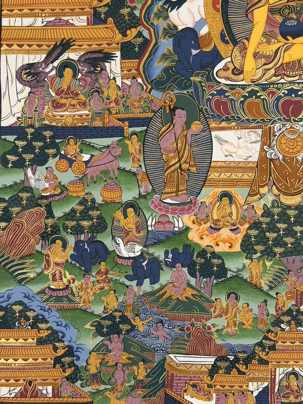 Buddha Life Story Large Thangka - Art Of Tibet