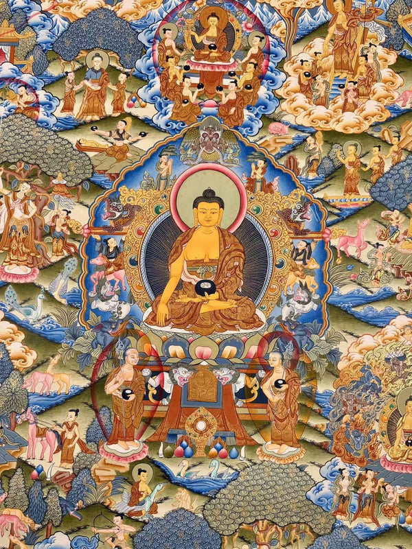Buddha Life Story Large Thangka - Art Of Tibet