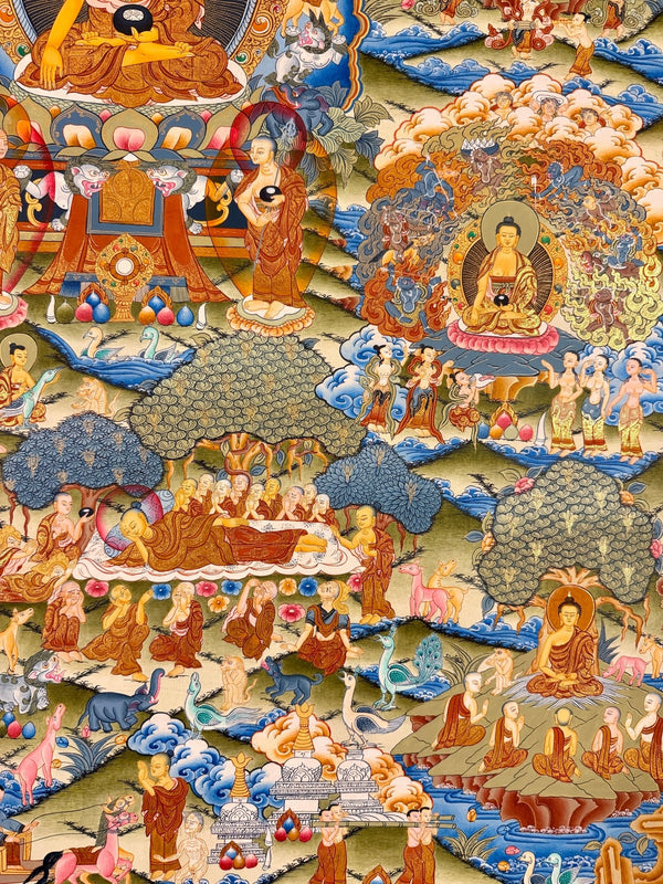 Buddha Life Story Large Thangka - Art Of Tibet