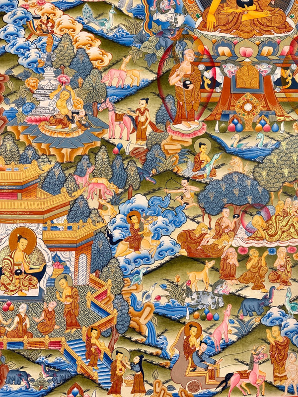 Buddha Life Story Large Thangka - Art Of Tibet