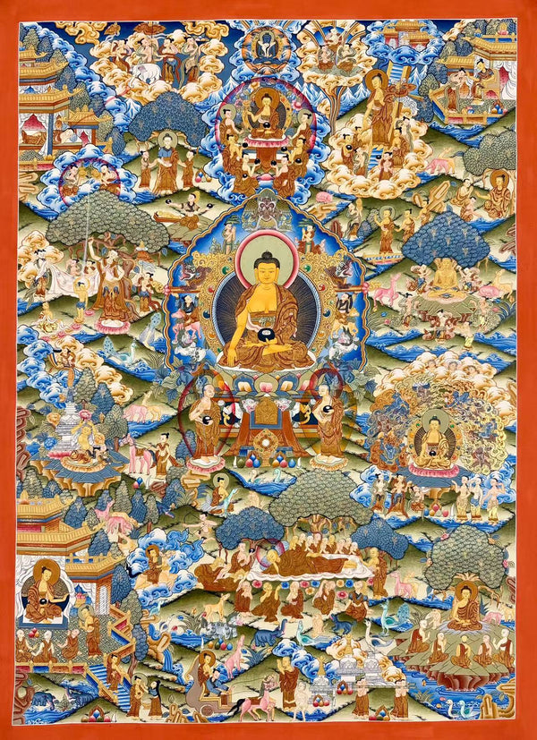 Buddha Life Story Large Thangka - Art Of Tibet