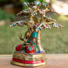 Buddha Sitting Under Tree Of Life Bronze Statue with Stone Inlaid - Art Of Tibet