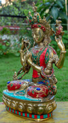 Chenrezig Buddha Bronze Statue with Stone Inlaid - Art Of Tibet