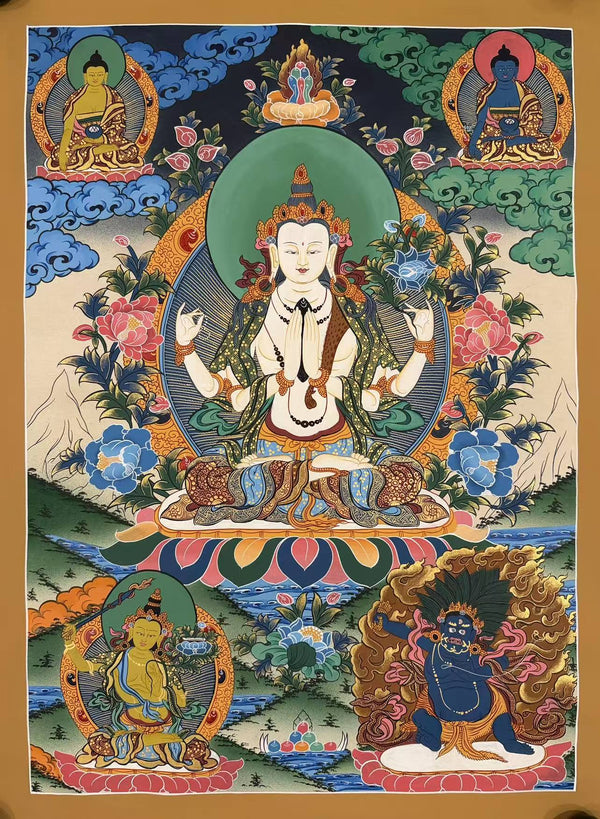 Chenrezig Thangka Painting - Art Of Tibet