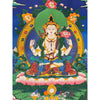 Chenrezig Thangka Painting - Silk Framed - Art Of Tibet
